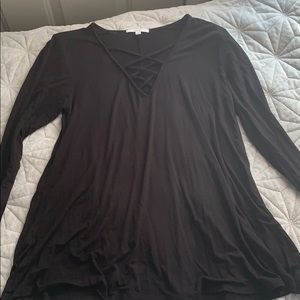 Black lace up shirt
